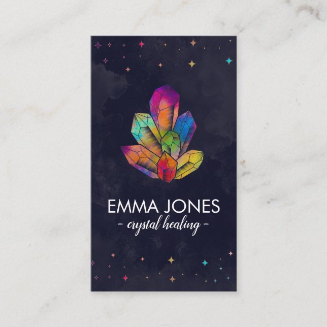 Colourful Healing Crystals Cluster Business Card (Front)