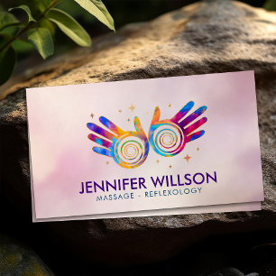 Colourful Healing Hands Energy Spiral Appointment  Business Card