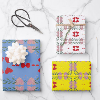 Colourful Heart Anniversary Wrapping Paper-Set of  Paper Sheet