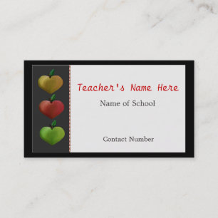 Colourful Heart Apples Teacher's Business Card