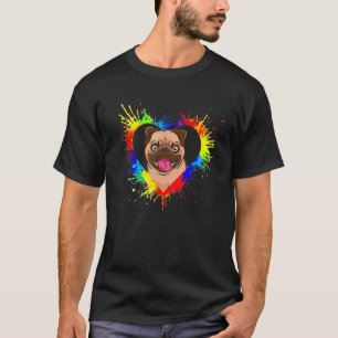 Colourful Heart Baby Pug Dog Love R Dad Mum Boy Gi T-Shirt