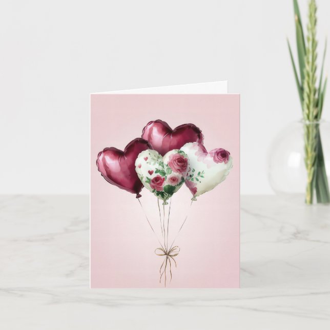 Colourful Heart Balloons Valentine's Greeting Card (Front)