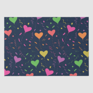 Colourful Heart Balloons with Confetti Pattern Tissue Paper