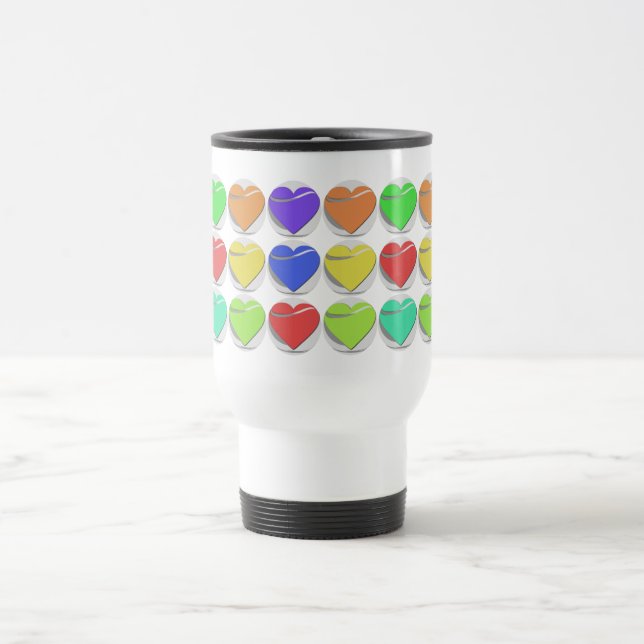 Colourful heart button - Mugs (Center)