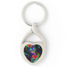 Colourful Heart Doodle Keychain