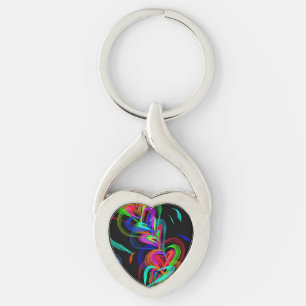 Colourful Heart Doodle Keychain