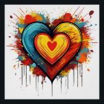 Colourful Heart Explosion Bold and Playful Pop Art Poster<br><div class="desc">Add a splash of colour and energy with this bold heart explosion design. Ideal for fans of dynamic, playful, and retro pop art styles, bringing a vibrant and fun touch to your items.</div>
