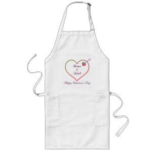Colourful Heart Love Couple Modern Valentines Day Long Apron