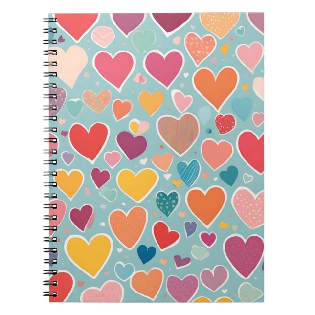 Colourful Heart Notebook – Cool & Romantic (Front)