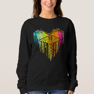 Colourful Heart Nurse Er Rn Cdn Medical Nurse Stud Sweatshirt