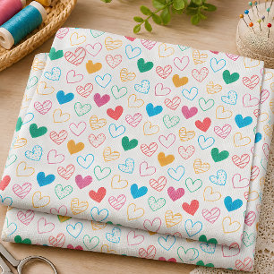 Colourful Heart Pattern Fabric