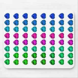 Colourful Heart Pattern Heart Gemstones Mouse Mat