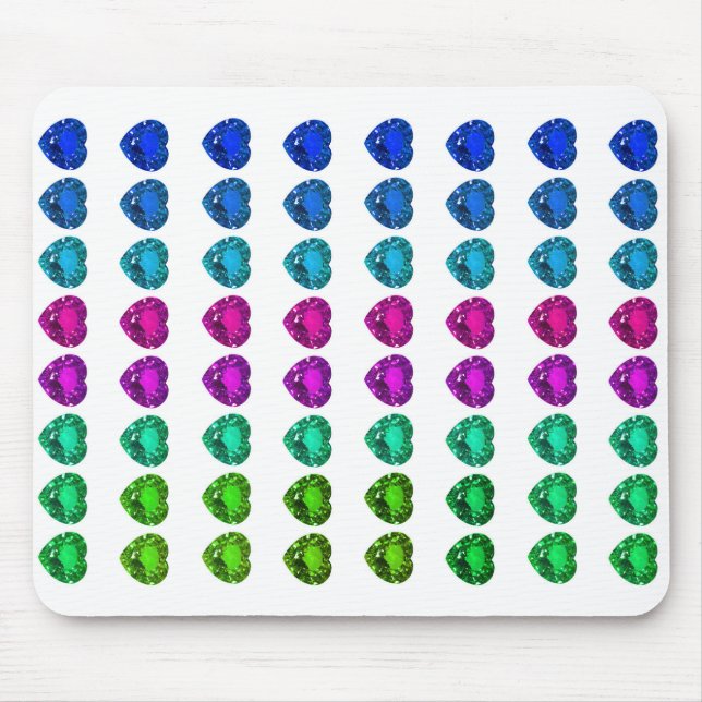 Colourful Heart Pattern Heart Gemstones Mouse Mat (Front)