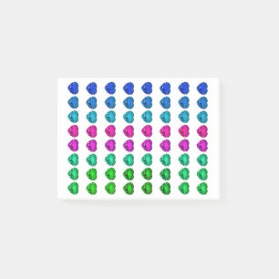 Colourful Heart Pattern Heart Gemstones Post-it Notes