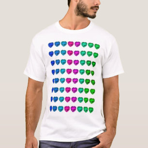 Colourful Heart Pattern Heart Gemstones T-Shirt