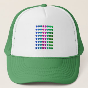 Colourful Heart Pattern Heart Gemstones Trucker Hat
