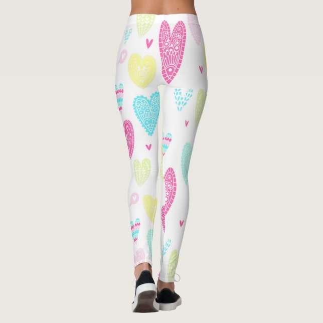 Colourful Heart Pattern Leggings (Back)