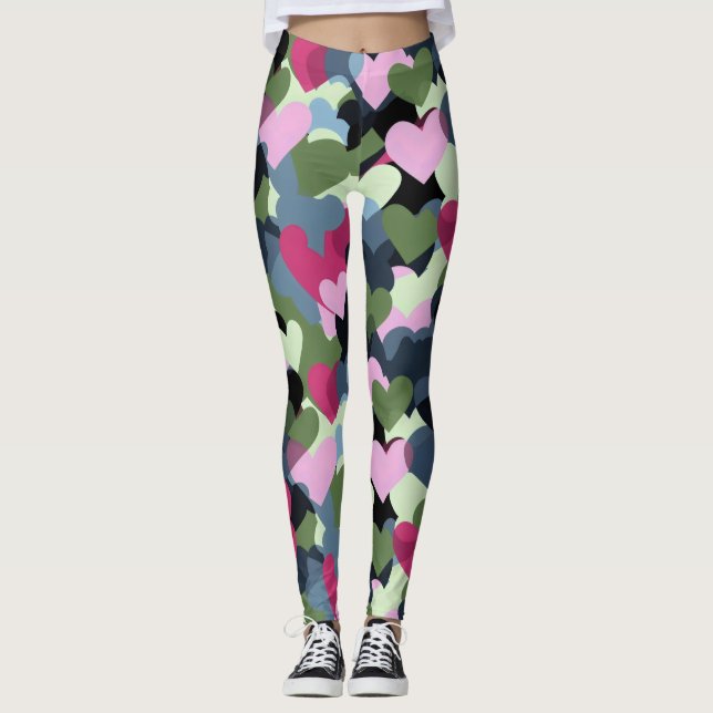 Colourful Heart Pattern Leggings (Front)