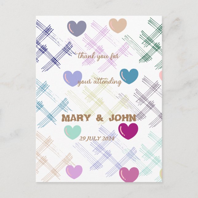 Colourful Heart Pattern | Modern Postcard (Front)