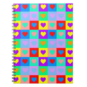 Colourful Heart Pattern Pop Art   Notebook