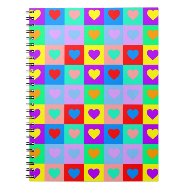 Colourful Heart Pattern Pop Art   Notebook (Front)