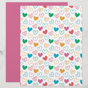 Colourful Heart Pattern Scrapbook Paper