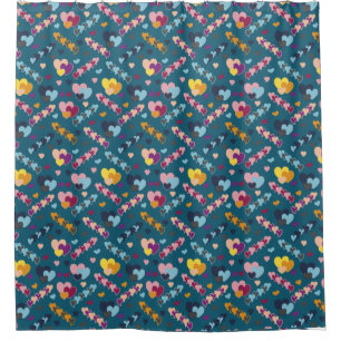 Colourful Heart Pattern Shower Curtain