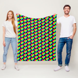 Colourful Heart Rainbow Love Bright Colour Fleece Blanket