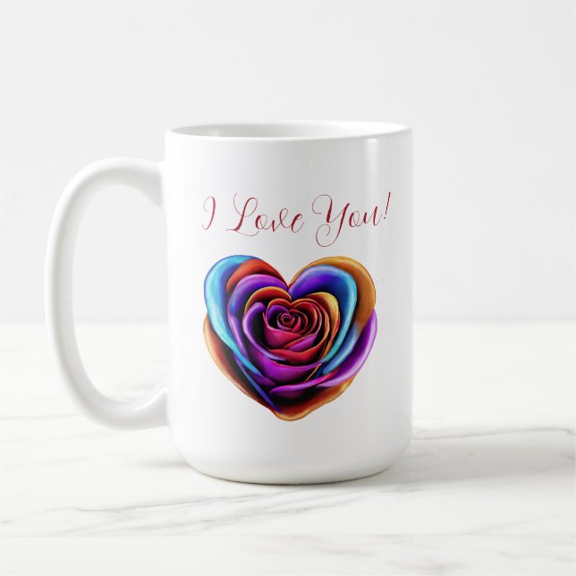 Colourful Heart Shaped Rose- Coffee Mug (Left)