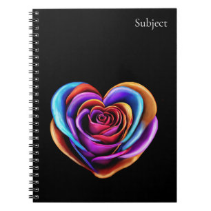 Colourful Heart Shaped Rose- Notebook