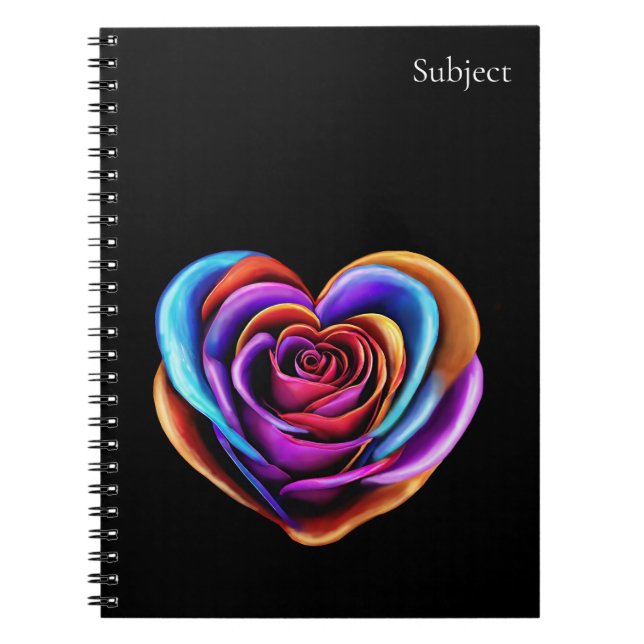 Colourful Heart Shaped Rose- Notebook (Front)