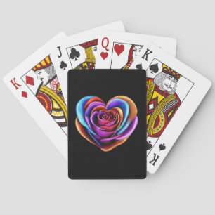 Colourful Heart Shaped Rose- Playing Cards