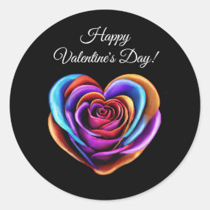 Colourful Heart Shaped Rose-Valentines Day- Classic Round Sticker