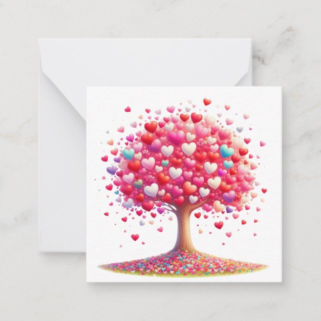 Colourful Heart Shaped Tree  Card (Front)