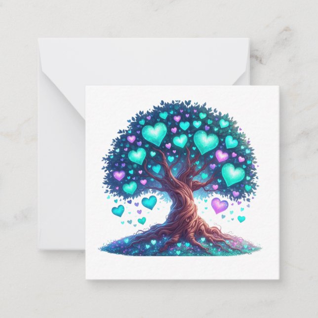 Colourful Heart Shaped Tree  Card (Front)