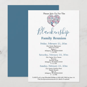 Colourful Heart Shaped Tree Family Reunion Templat Invitation