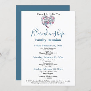 Colourful Heart Shaped Tree Family Reunion Templat Invitation