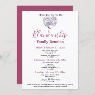 Colourful Heart Shaped Tree Family Reunion Templat Invitation