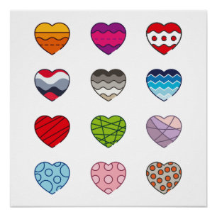 Colourful heart shapes. poster