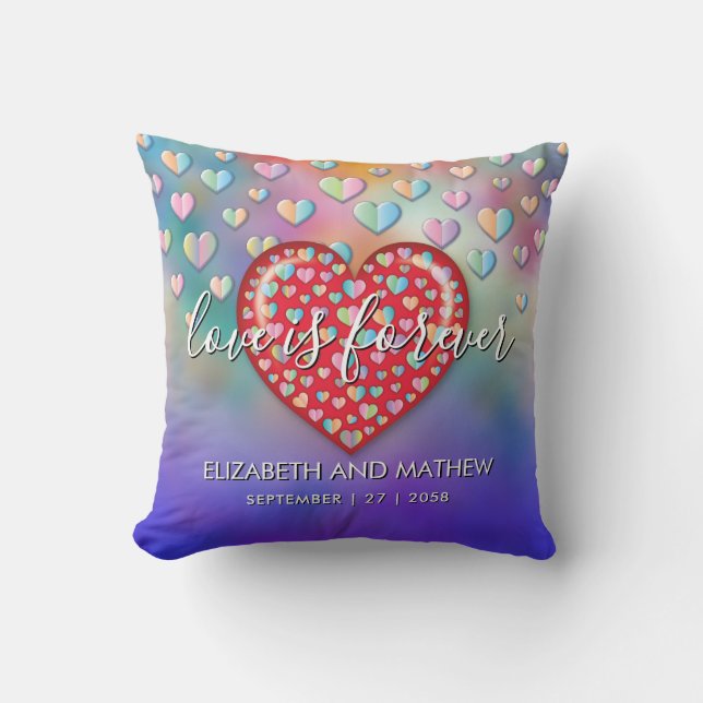 Colourful Heart Speckles Design Cushion (Front)