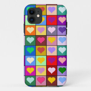 Colourful Heart Squares iPhone 11 Case