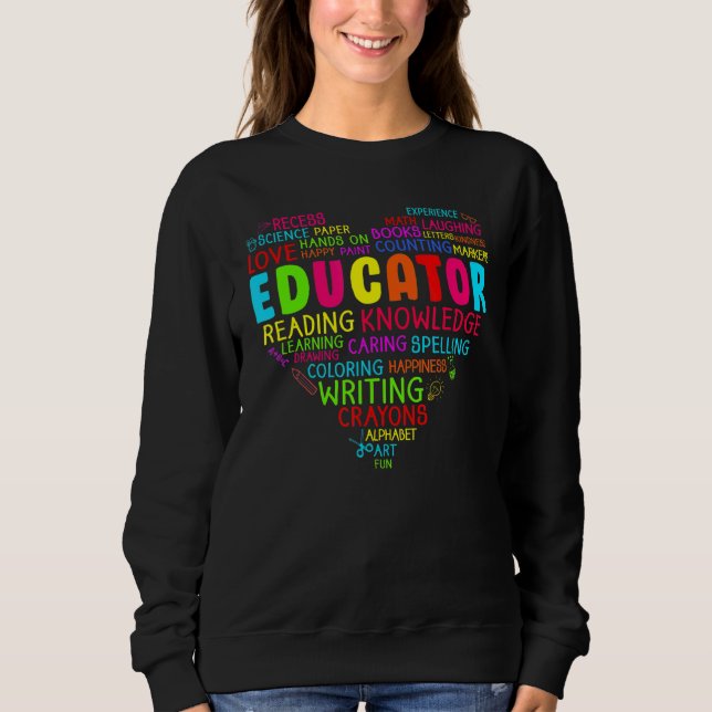 Colourful Heart Team Educator Squad First Day Of S Sweatshirt (Front)