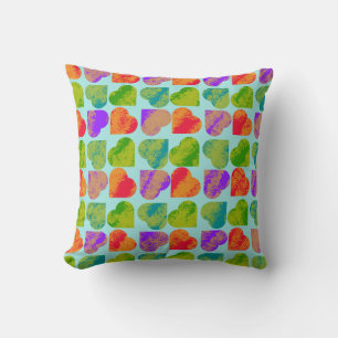 Colourful Heart Tessellation Psychedelic Pop Art Cushion