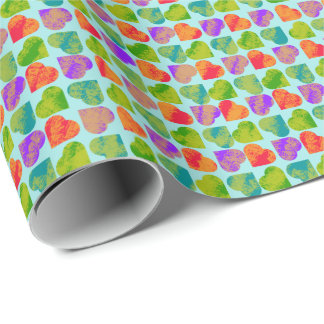 Colourful Heart Tessellation Psychedelic Pop Art Wrapping Paper
