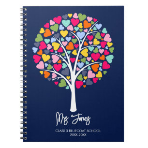 Colourful Heart Tree Design for Teacher Notebook