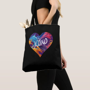 Colourful Heart XOXO-Black- Tote Bag