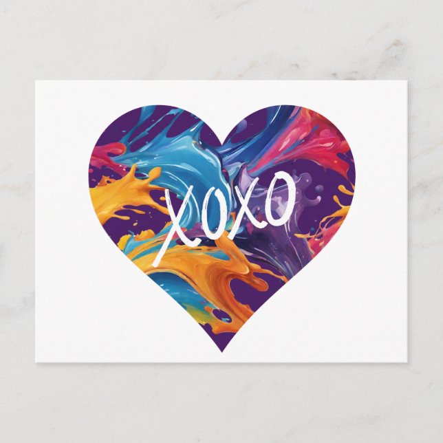 Colourful Heart XOXO- Postcard (Front)