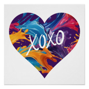 Colourful Heart XOXO- Poster