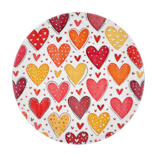 Colourful Heartfelt Love Pattern Design Cutting Board