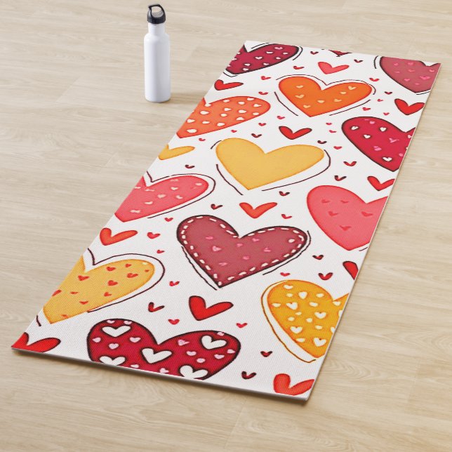 Colourful Heartfelt Love Pattern Design Yoga Mat (In Situ)